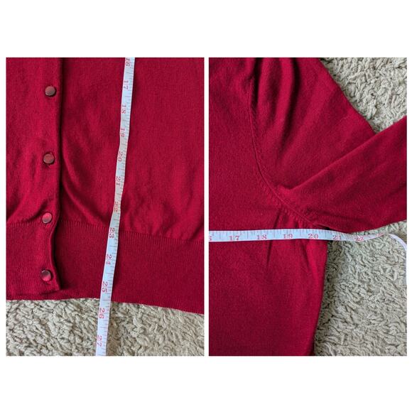Talbots Crew Neck Cardigan Womens L Red-Burgundy Pima Cotton Mature Corporate - Picture 5 of 7
